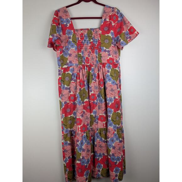 Joanie Floral Square Neck Baby Doll Dress Sz US 12 UK 16 short bell sleeves - Picture 6 of 11
